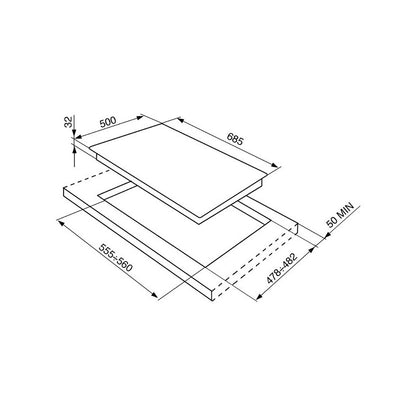 Placa gas 5 fuegos Smeg modelo SRV576GH5