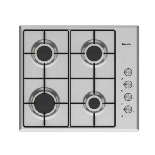 Placa de gas 4 fuegos inox Confortec modelo CFH62SGX